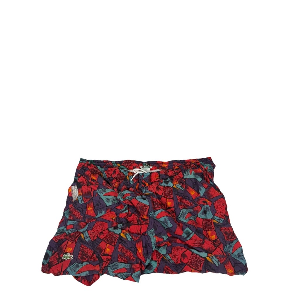 Vtg Men's Lacoste XL Swimming Trunks Lined Colorful Geometric Shapes Drawstring
